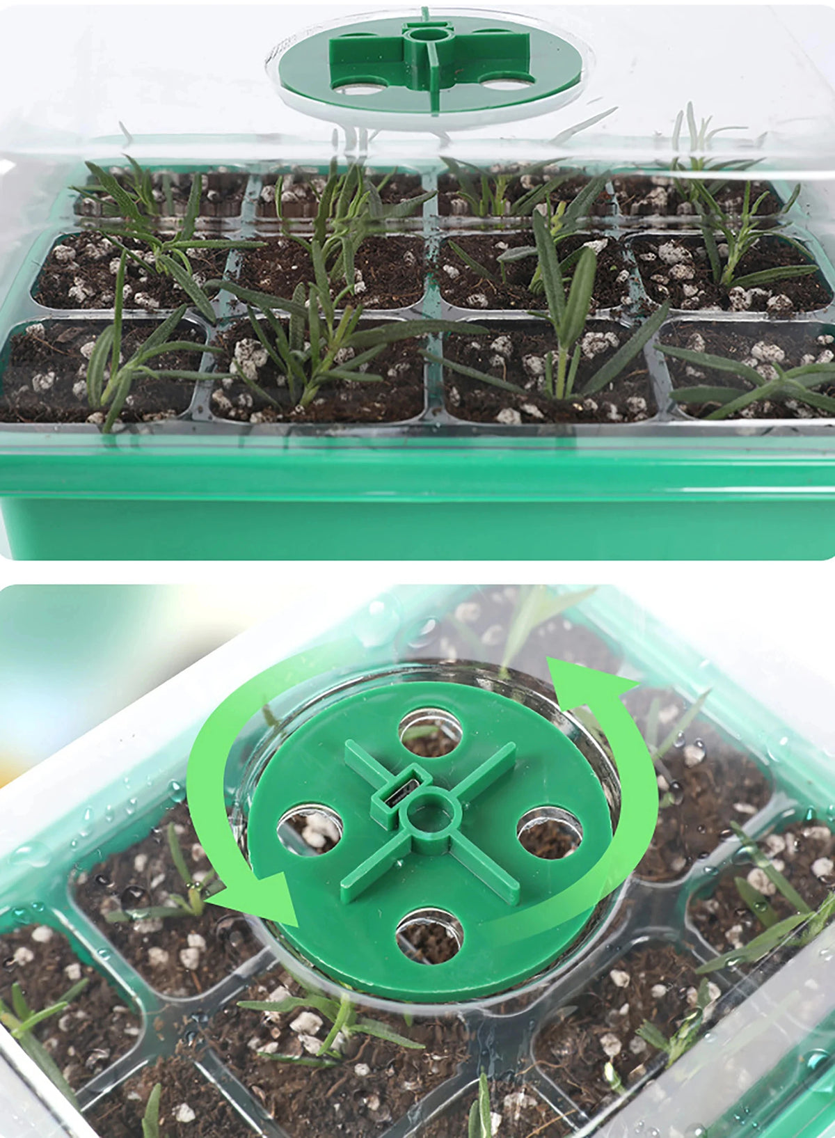 LED Grow Light Seed Starter Tray - 6/12/13 Cell Germination Nursery Box with Adjustable Ventilation And Humidity Cover for Seedl