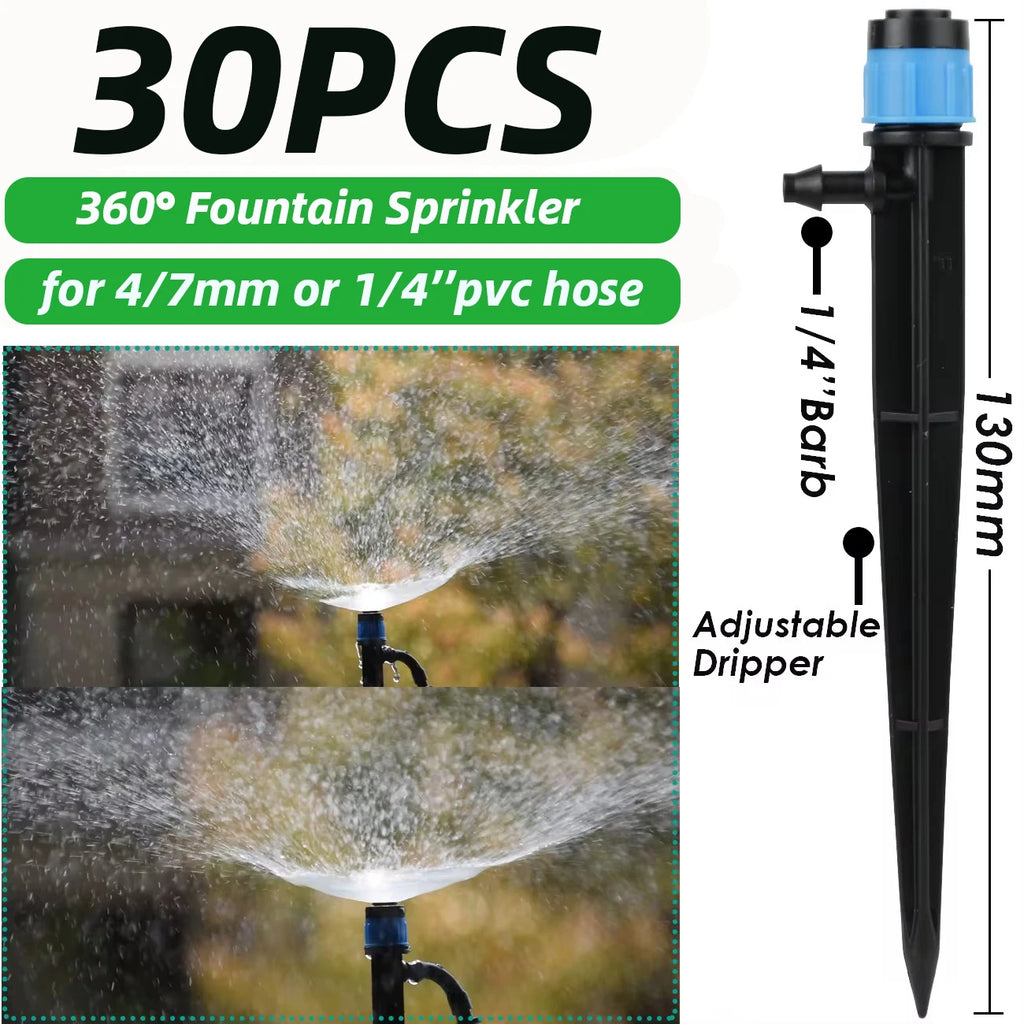 Adjustable 360° Spike Sprinklers for 4/7 mm Tubing, 30 Pack