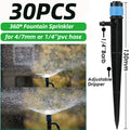 Adjustable 360° Spike Sprinklers for 4/7 mm Tubing, 30 Pack