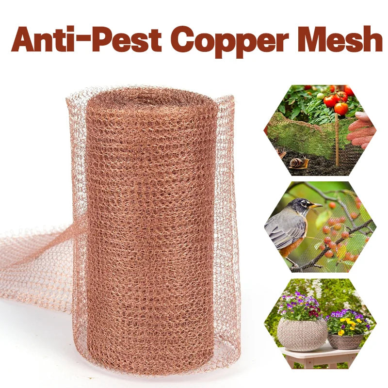 Copper Mesh Roll for Sealing Gaps, 12.7 cm Wide, 1–15 m