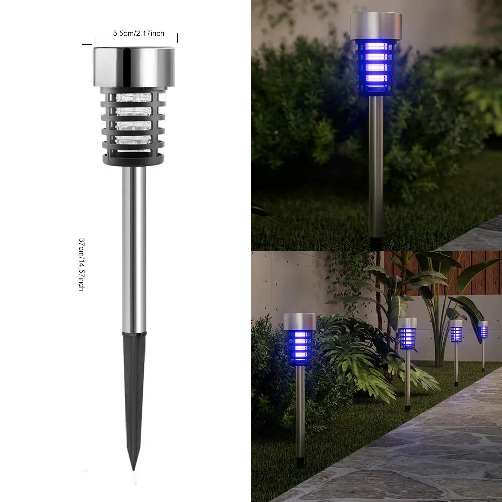 Solar Bug Zapper Waterproof Electric Mosquito Killer Light Stake UV Fly Trap for Garden Patio Yard Camping Insect Control Lamp