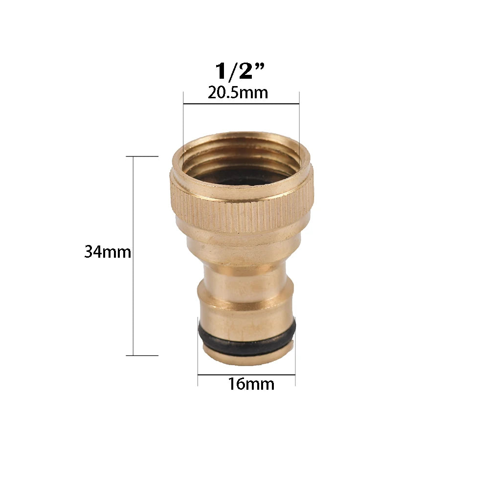 1/2 3/4"  Thread Quick Connector Brass Garden Watering Adapter Drip Irrigation Copper Hose Quick Connector Fittings 1 Pcs