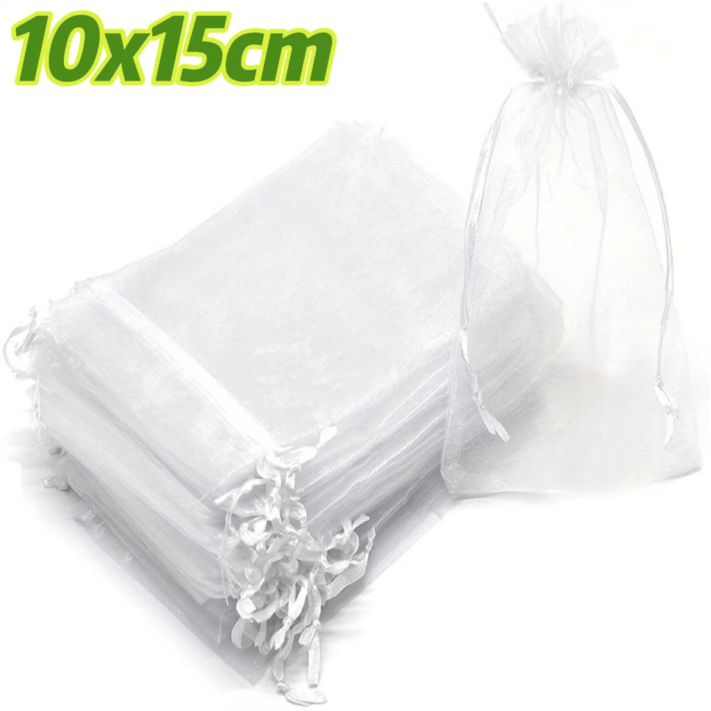 200Pcs Reusable Fruit Protection Net Bags Drawstring Green Gardening Pest Barrier Cover for Trees Vegetables Grapes Strawberries