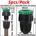 5PCS 16mm 1/2'' PE Pipe Connector Splitter Tee Coupling Threaded Lock to 4/7mm 3/5mm Hose Garden Watering Drip Irrigation