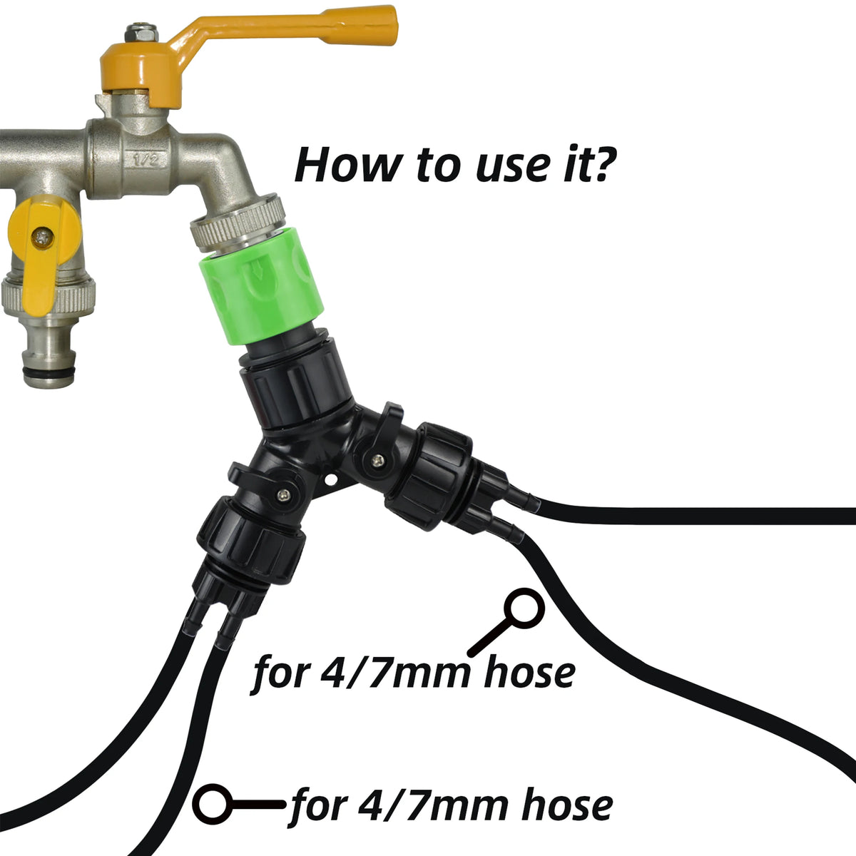 1pcs Drip Irrigation Tap Adapter 2-Way 4-Way Splitter for Garden 1/4'' Hose Automatic Watering System Kit Bonsai Pot Plant