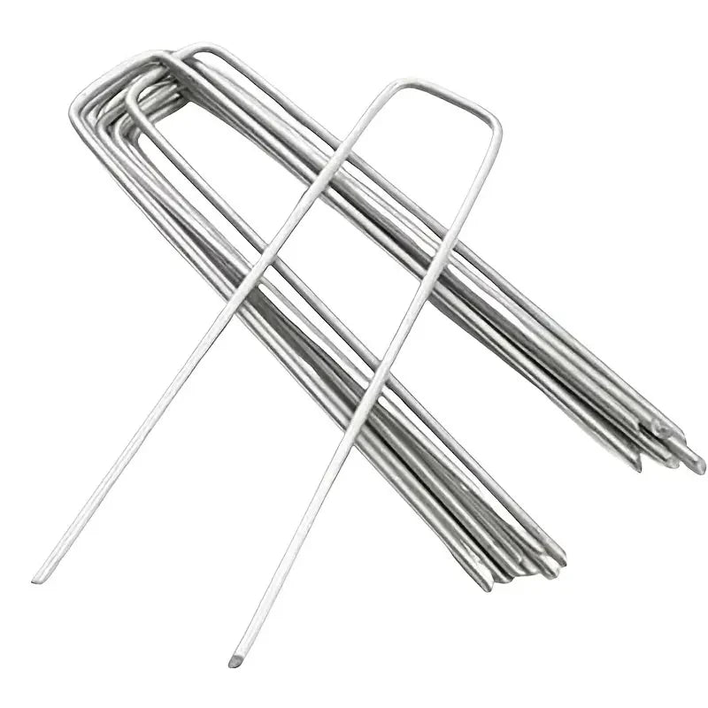 100pcs Landscape Staples, U-Shaped Garden Pins Garden Stakes Staples, Heavy Duty Yard Lawn Tent Stakes Securing Pegs For Weed Ba