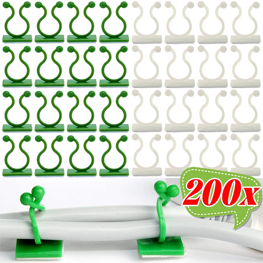 Self-Adhesive Plant Climbing Clips, Small/Medium/Large, 20–200 Pack