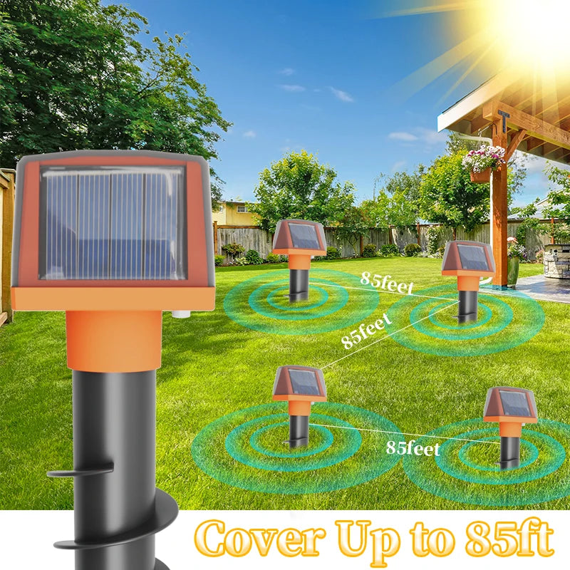 Outdoor IP66 Sound Wave Pulse Mouse Repellent Solar Powered Repel Underground Mole, Snake