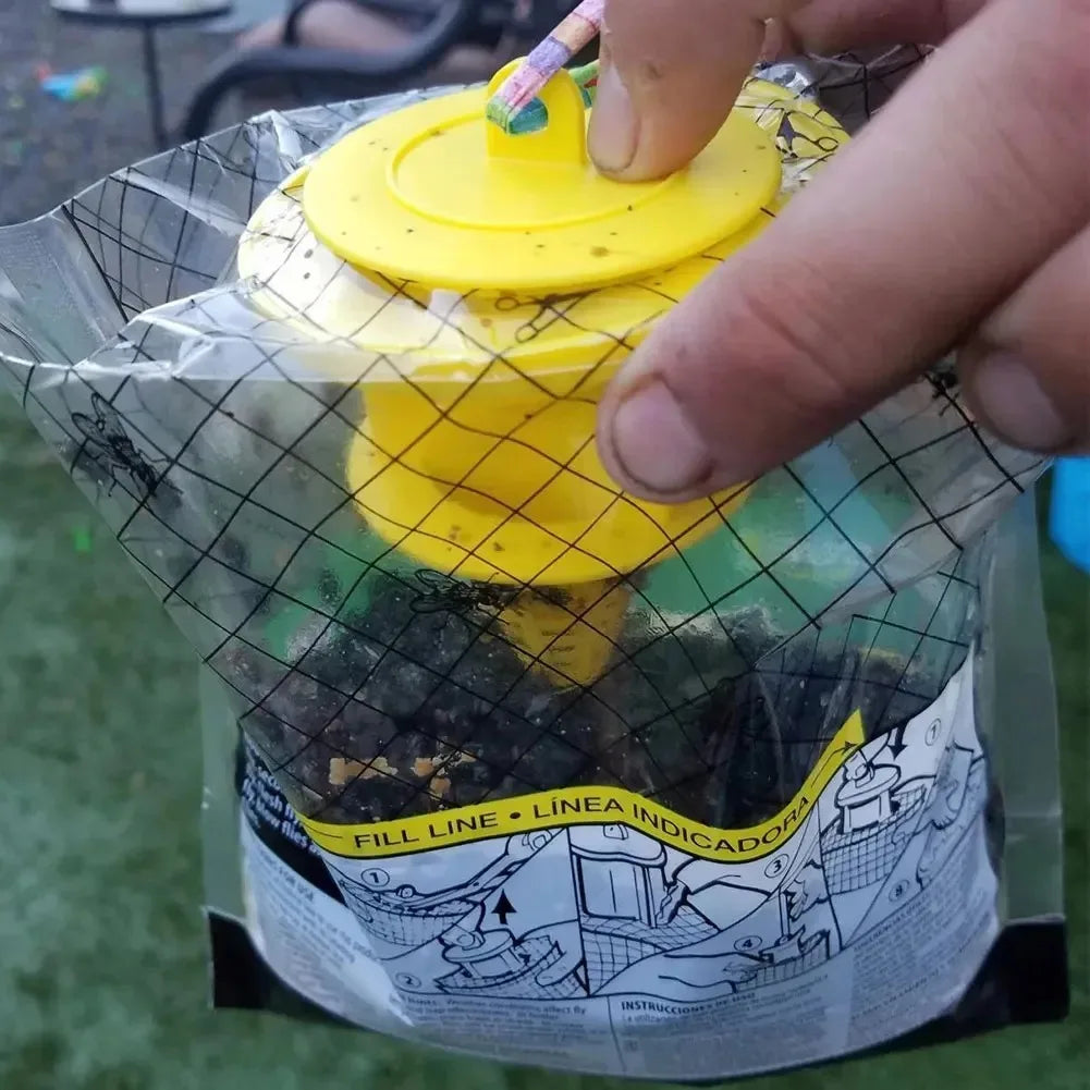 Hanging Fly Trap Bag with Fly Bait Disposable Flies Trap Non-Toxic Mosquito Trap Catcher Fly Wasp Insect Bug Killer Outdoor