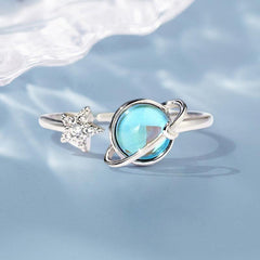 Stella Moon Ring | Adjustable Silver-Tone, Star and Moon Design