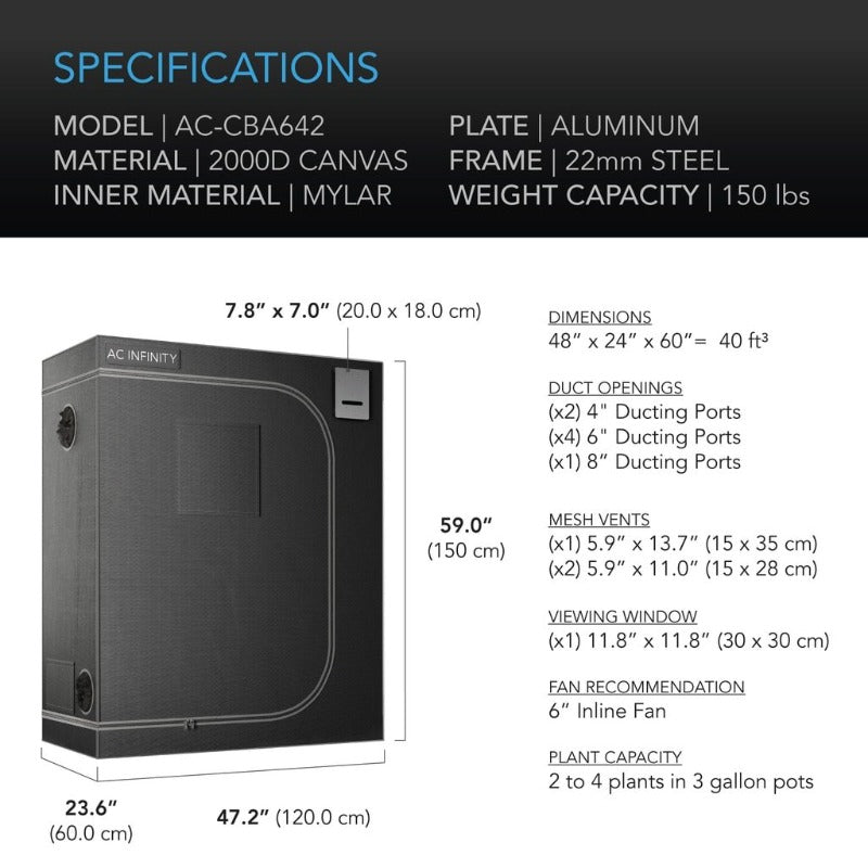 AC INFINITY Hydroponic Grow Tent Cloudlab 642