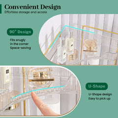 Tera Corner Cabinet Organizer | 3-Tier Transparent Design for Bathroom or Living Room