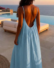 Wina Womens Dress | Backless Lightweight Cotton Summer Dress