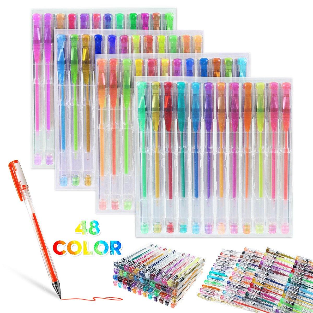 48/100 Colours Set Gel Pens Art Books Markers Glitter Neon Metallic Art Pens