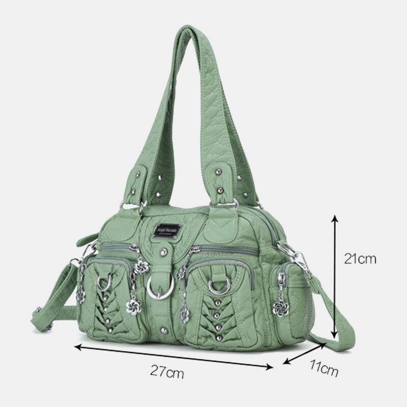 Angel Kiss Sac à bandoulière en cuir PU pour femme, sac à main multi-ports, couleur unie, tendance et décontracté 