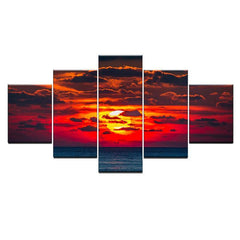 5PCS Wall Paintings Home Bedroom Decor HD Art Sunset Spray Painting Canvas