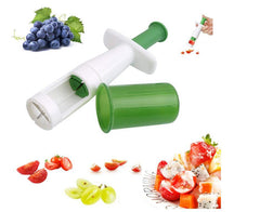 1 cortador de uvas, cortador de tomates pequeños para ensaladas, herramienta de cocina para complementos alimenticios infantiles, herramienta para cortar frutas de acero inoxidable ABS 