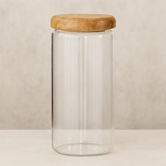 Airtight Glass Kitchen Storage Jars with Acacia Wood Lids – Stylish Pantry Organization