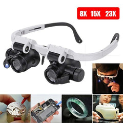 Aura LED Head Magnifier | Adjustable Hands-Free 8X 15X 23X Viewing
