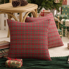 1 housse de coussin carrée à carreaux écossais de Noël, 45,7 cm 