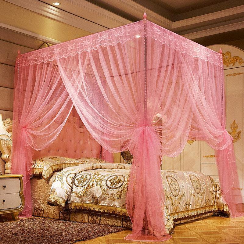 Rideau de lit de luxe de style princesse 1,8 x 2 m, panneau de literie, baldaquin, moustiquaire à quatre coins