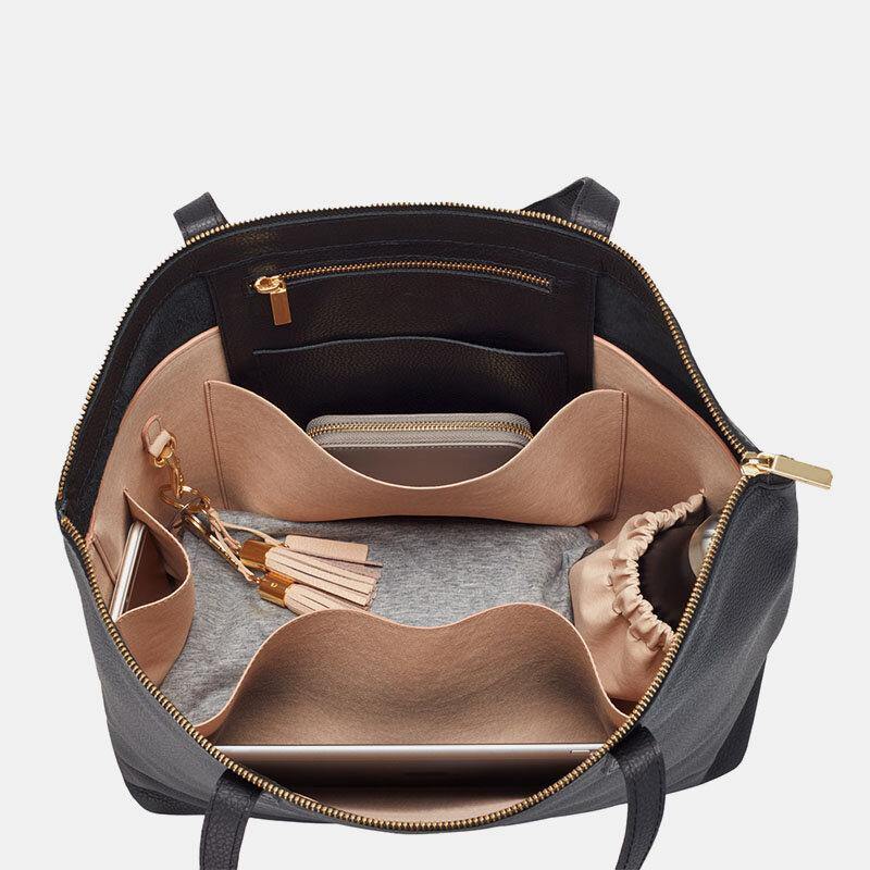 Brenice Porte-clés en cuir PU pour femme Sac à main pour ordinateur portable à poches multiples et grande capacité 