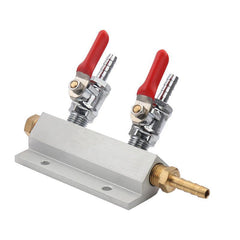 2 Way CO2 Gas Distribution Block Manifold with 7mm Hose Barbs Home Brewing Draft Beer Dispense Keg Wine Making