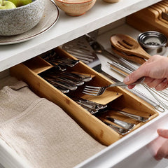Bamboo Cutlery Organizer – Space-Saving Kitchen Drawer Solution