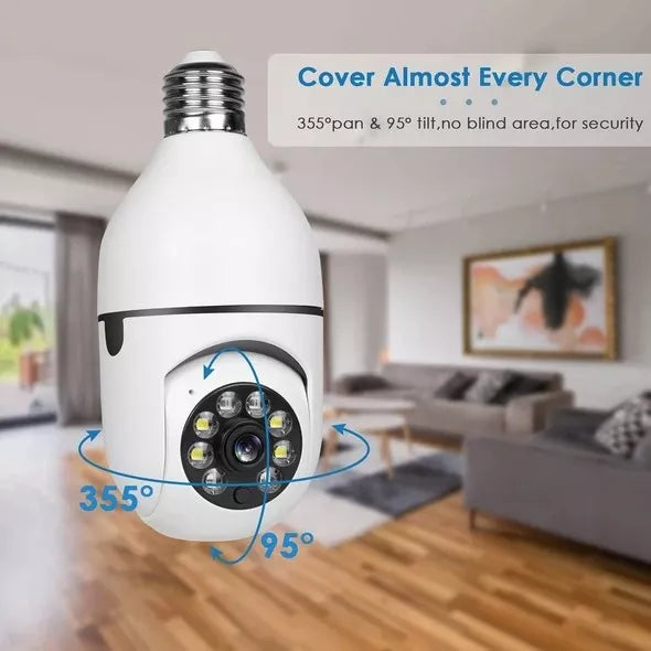 Caméra de sécurité sans fil 1080p 360° WIFI avec ampoule 