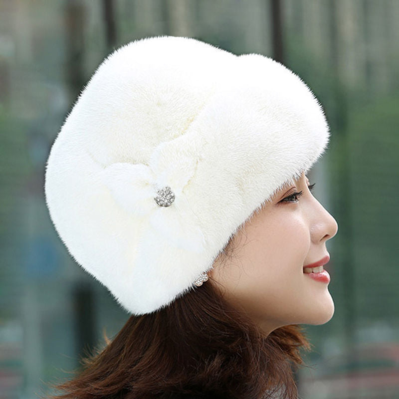 Chapeau de fourrure pour femme en poils de vison artificiels d'hiver