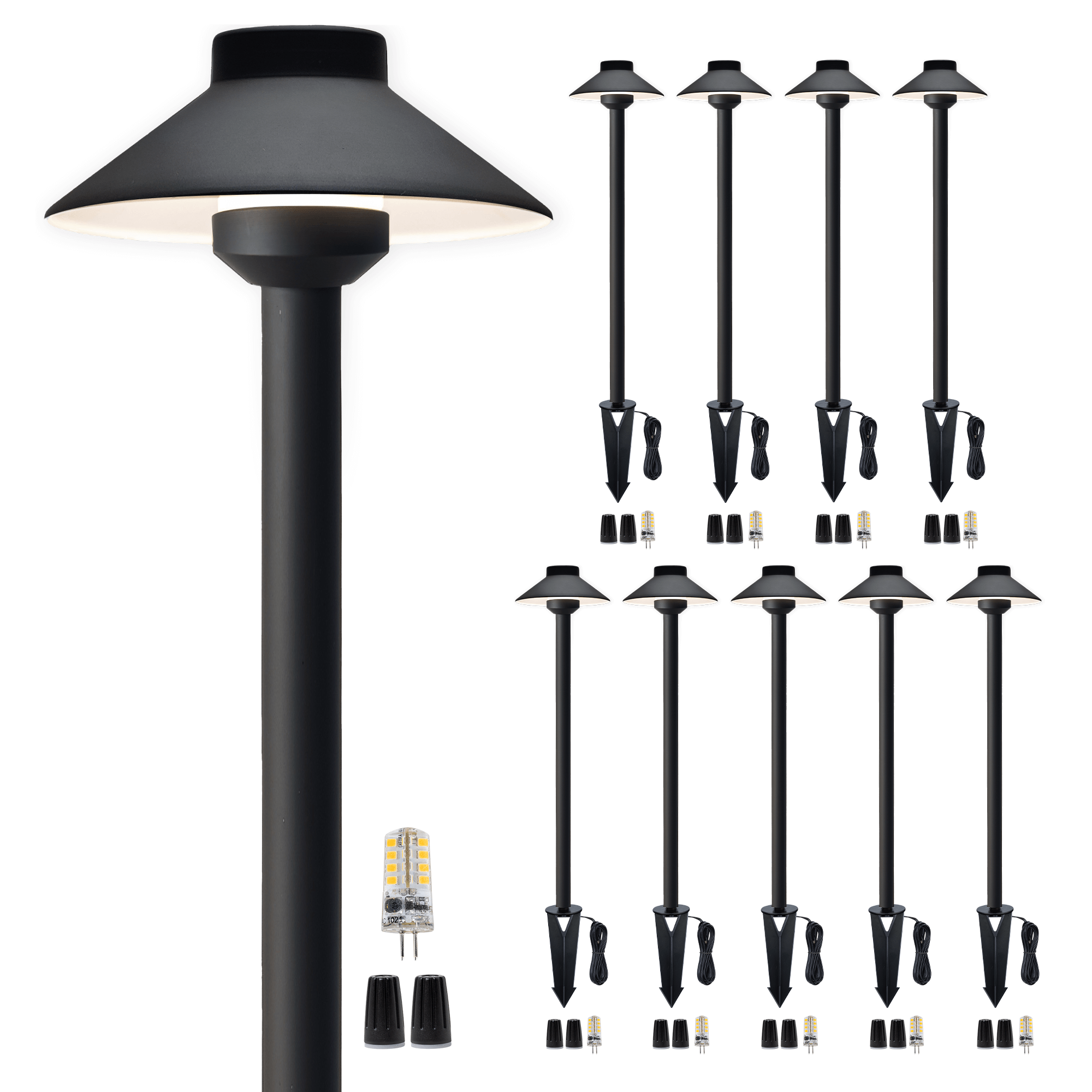 Gardenreet Lampe de chemin de paysage basse tension en laiton massif, éclairage d'accentuation extérieur à LED et éclairage de zone (chapeau)