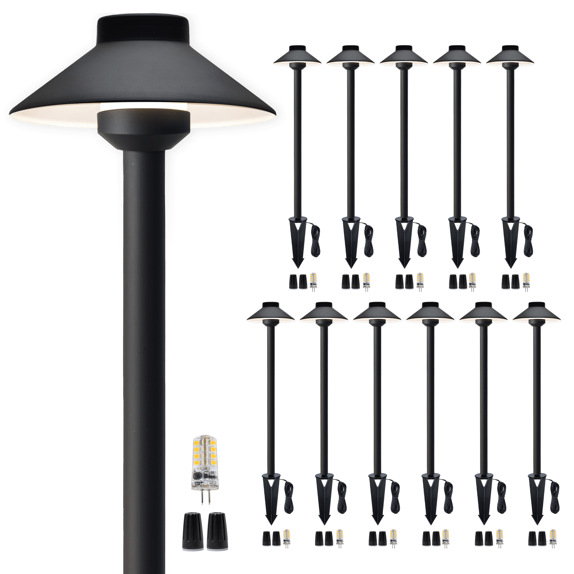 Gardenreet Lampe de chemin de paysage basse tension en laiton massif, éclairage d'accentuation extérieur à LED et éclairage de zone (chapeau)