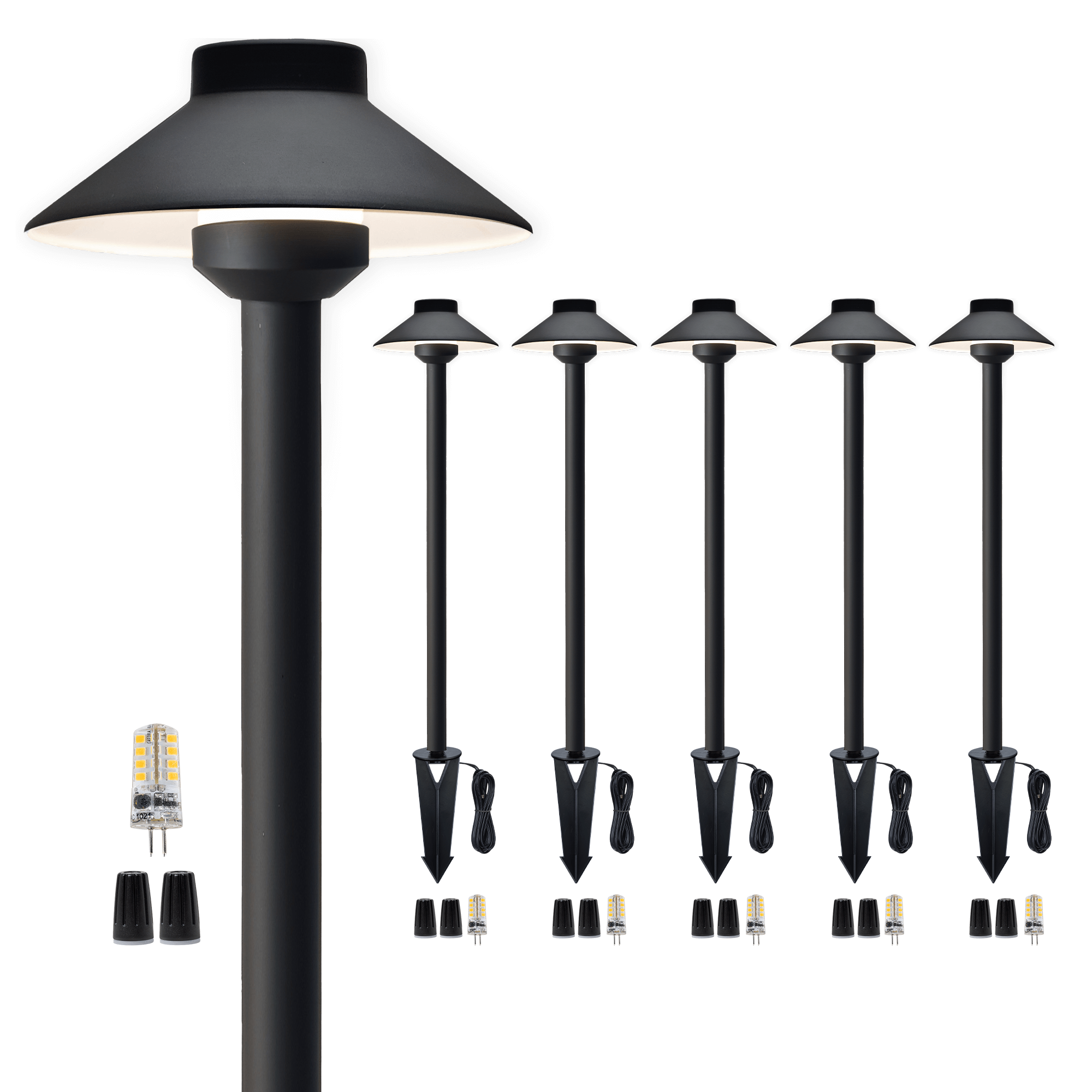 Gardenreet Lampe de chemin de paysage basse tension en laiton massif, éclairage d'accentuation extérieur à LED et éclairage de zone (chapeau)