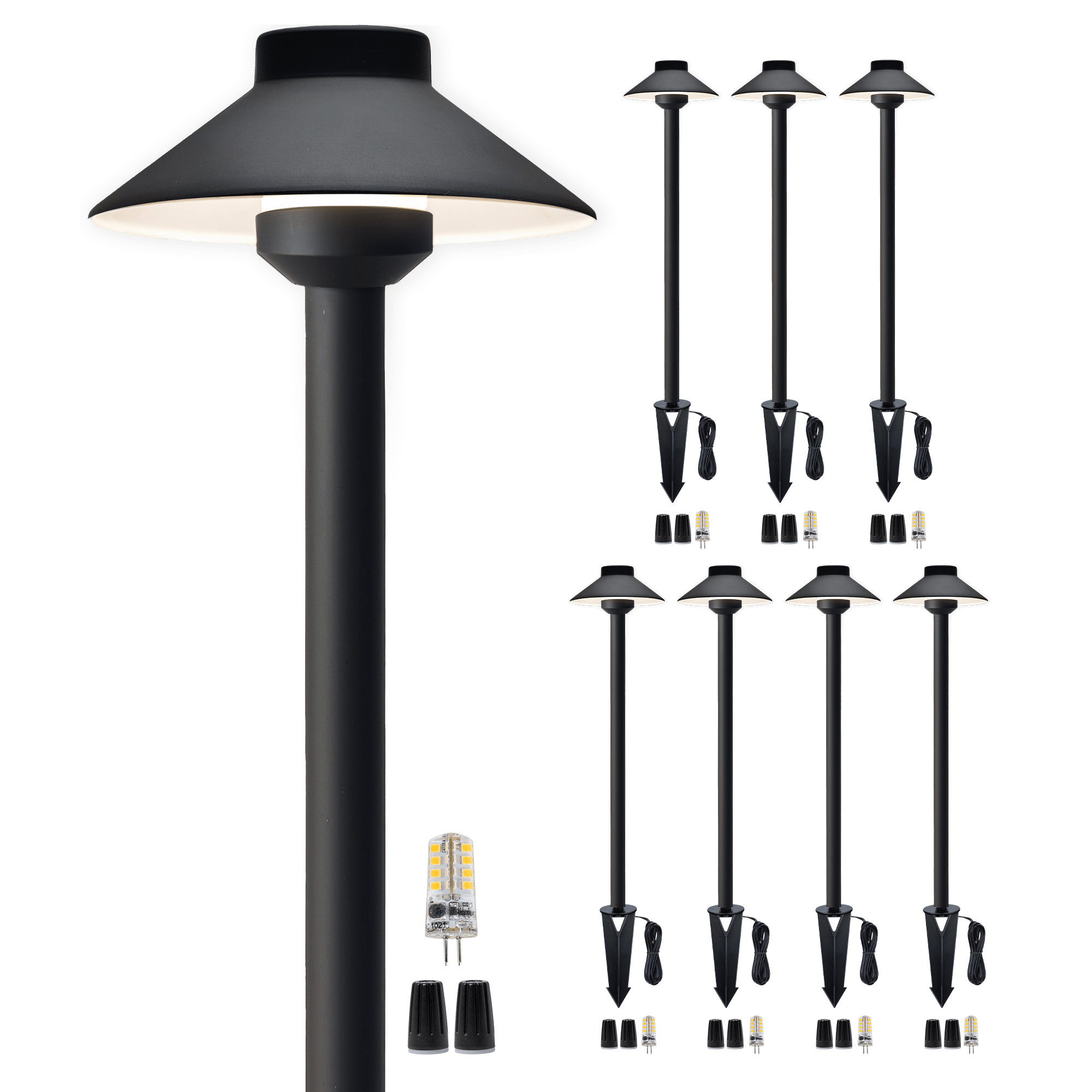 Gardenreet Lampe de chemin de paysage basse tension en laiton massif, éclairage d'accentuation extérieur à LED et éclairage de zone (chapeau)