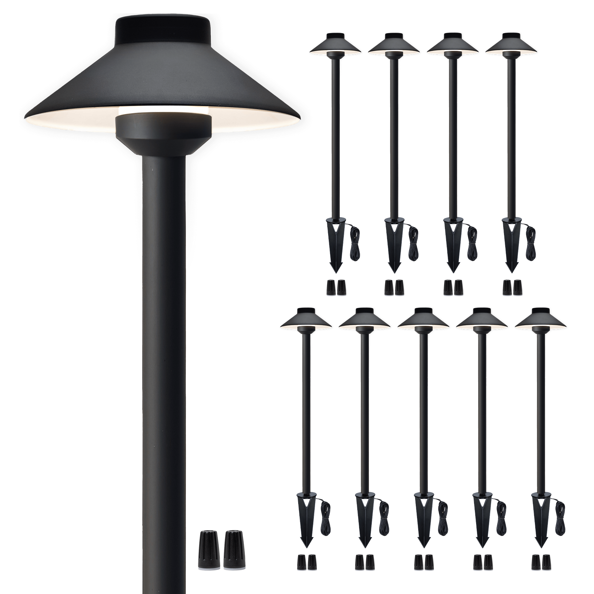 Gardenreet Lampe de chemin de paysage basse tension en laiton massif, éclairage d'accentuation extérieur à LED et éclairage de zone (chapeau)