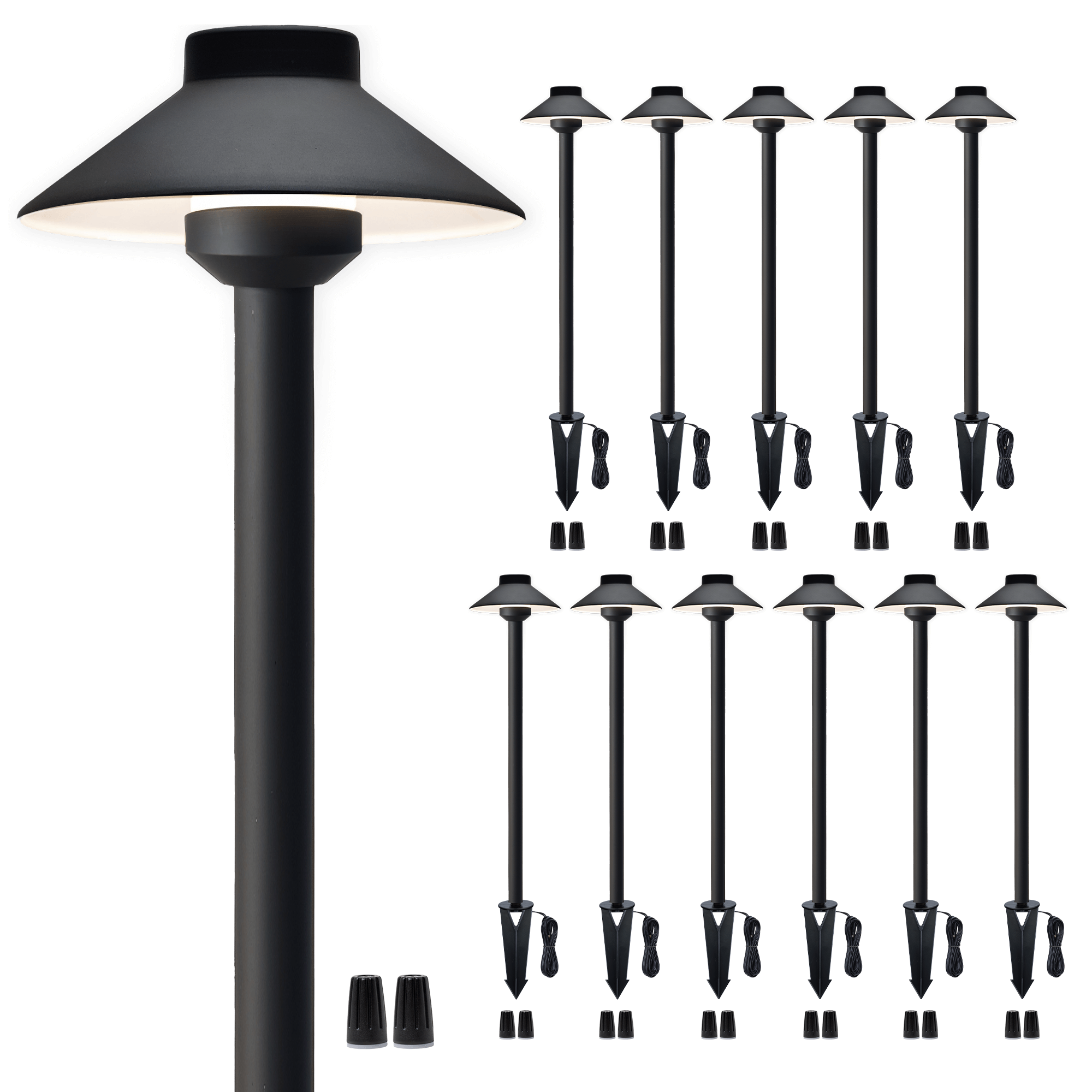 Gardenreet Lampe de chemin de paysage basse tension en laiton massif, éclairage d'accentuation extérieur à LED et éclairage de zone (chapeau)