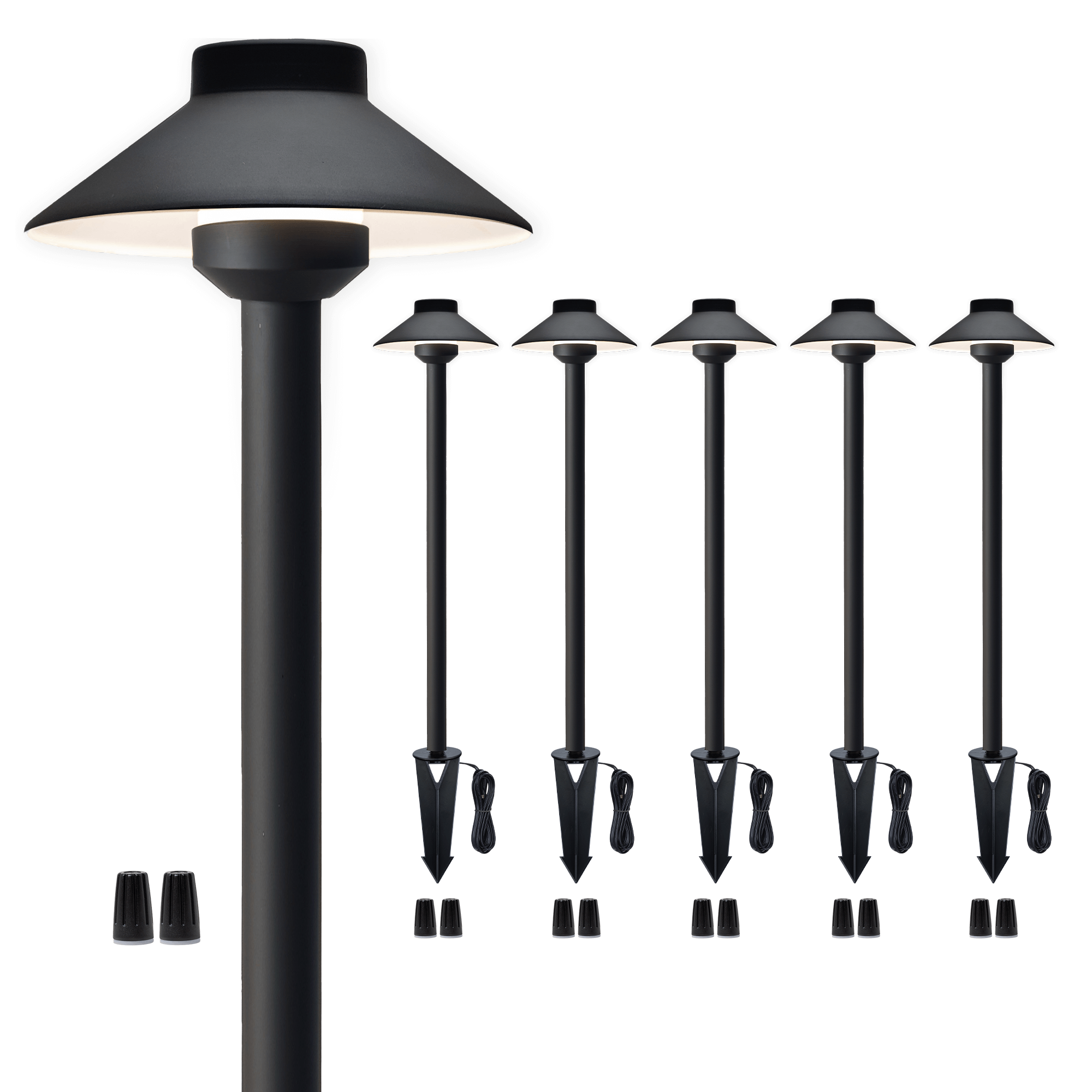 Gardenreet Lampe de chemin de paysage basse tension en laiton massif, éclairage d'accentuation extérieur à LED et éclairage de zone (chapeau)