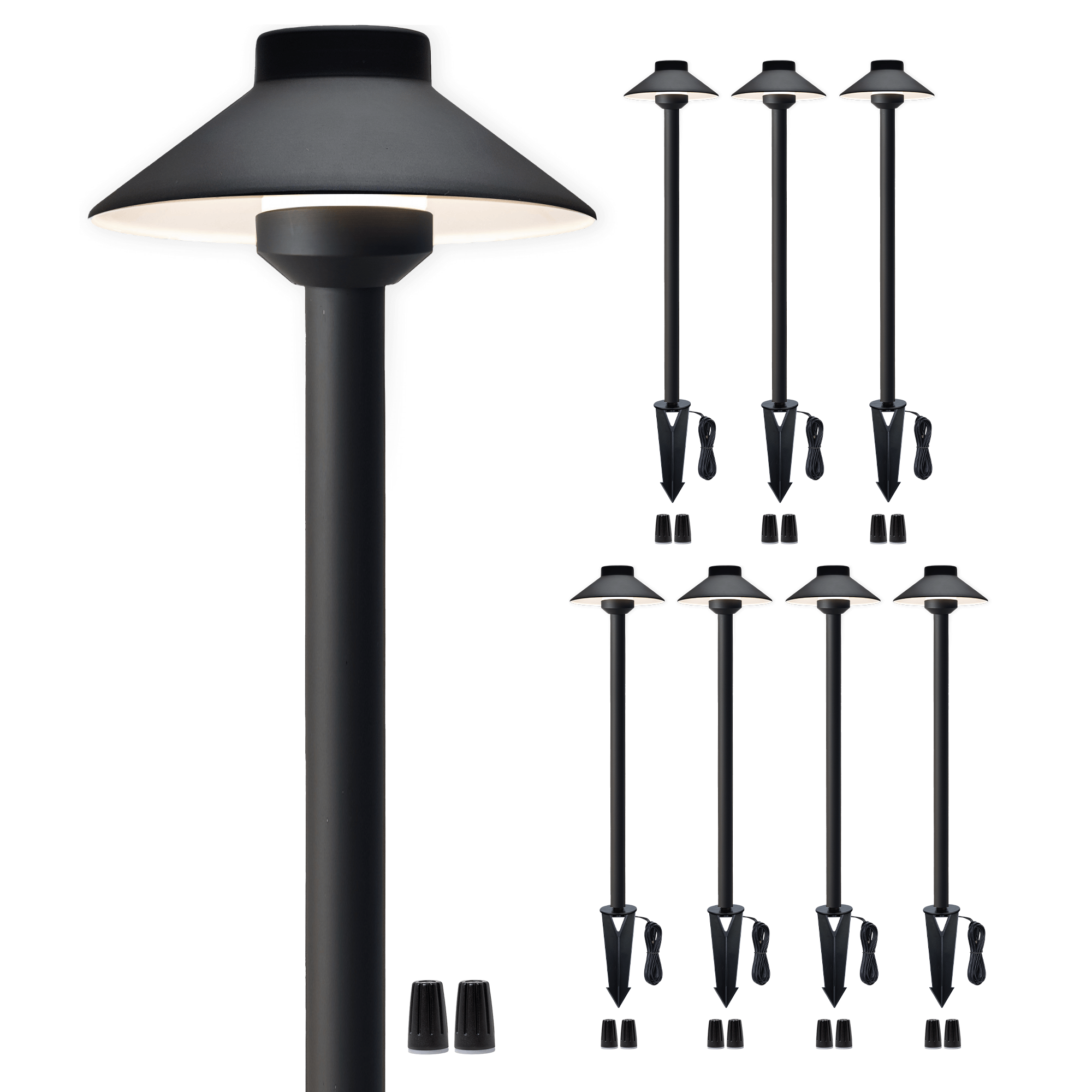 Gardenreet Lampe de chemin de paysage basse tension en laiton massif, éclairage d'accentuation extérieur à LED et éclairage de zone (chapeau)