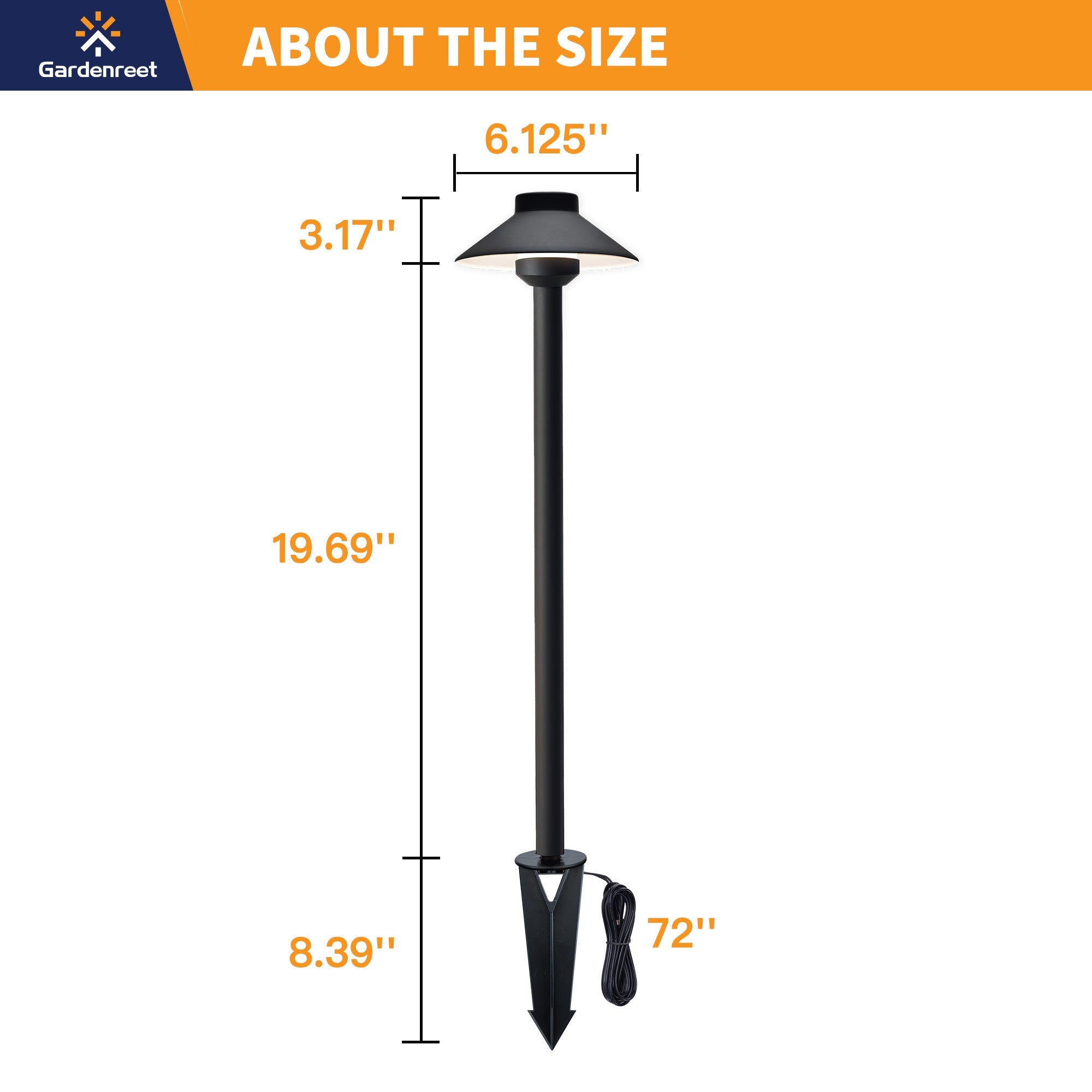 Gardenreet Lampe de chemin de paysage basse tension en laiton massif, éclairage d'accentuation extérieur à LED et éclairage de zone (chapeau)