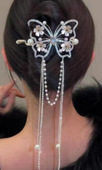 Blooming Butterfly Rhinestone Hair Pin | Multi-Color Metal Updo Accessory