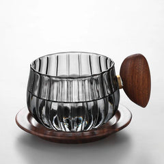 Borosilicate Glass Mug with Wooden Handle – Heat Resistant, Stylish Coffee and Tea Mug