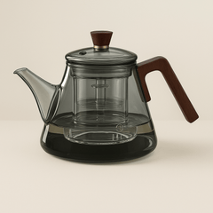 Borosilicate Glass Teapot with Wooden Handle – 900ml Capacity for Loose-Leaf and Herbal Tea
