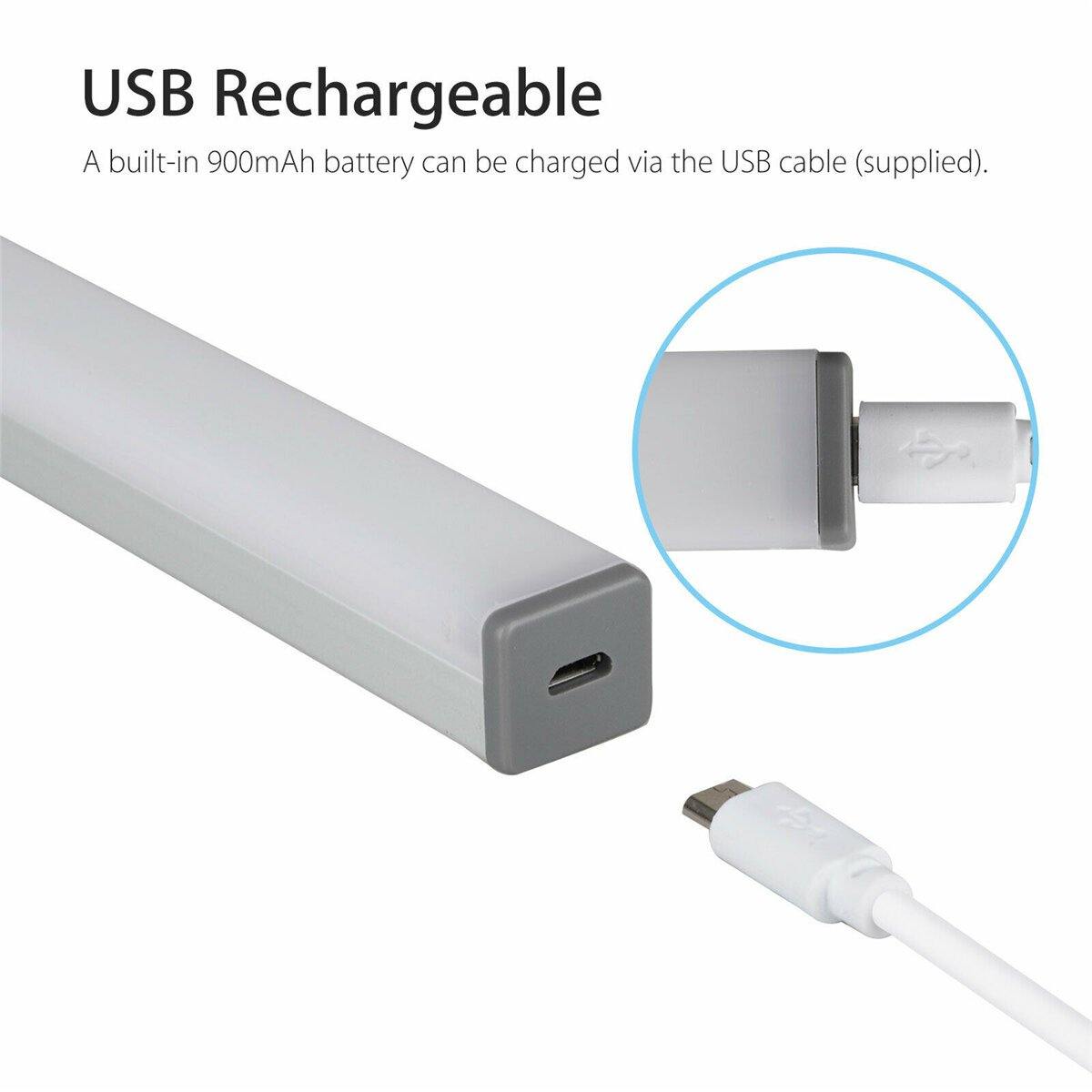 Lampe à bande magnétique rechargeable par USB avec détecteur de mouvement et détecteur de mouvement sous placard 10 à 36 LED 