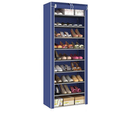 Étagère à chaussures à 10 niveaux et 9 treillis, armoire de rangement avec housse anti-poussière 