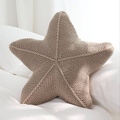 Caspian Knit Pillow – 20x20 Plush Star-Shaped Cushion in Earthy Tones