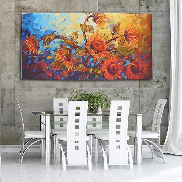 Impression sur toile abstraite de fleurs 120 x 60 cm, peintures à l'huile, décoration murale pour la maison, sans cadre 