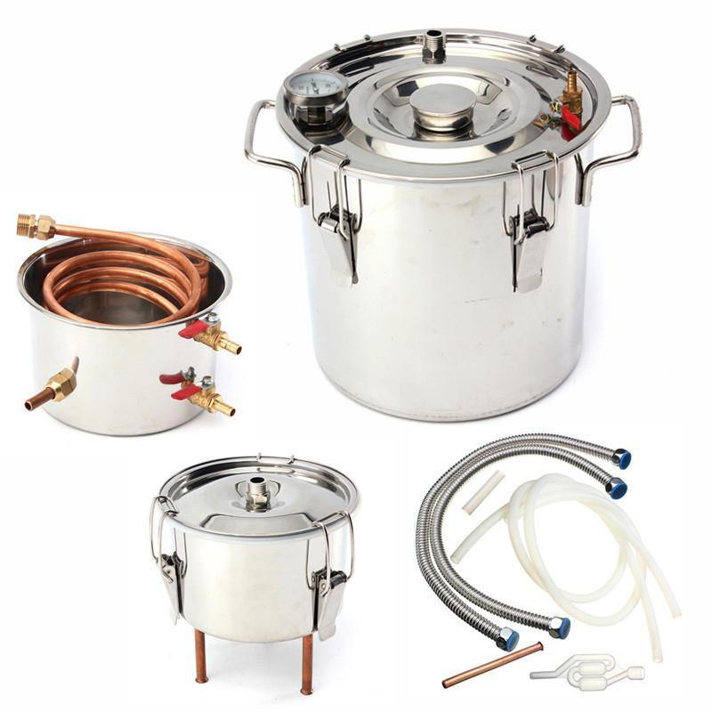 3 Gal 3L Alcohol Water Distiller Moonshine Still Stainless Boiler With Thumper Keg