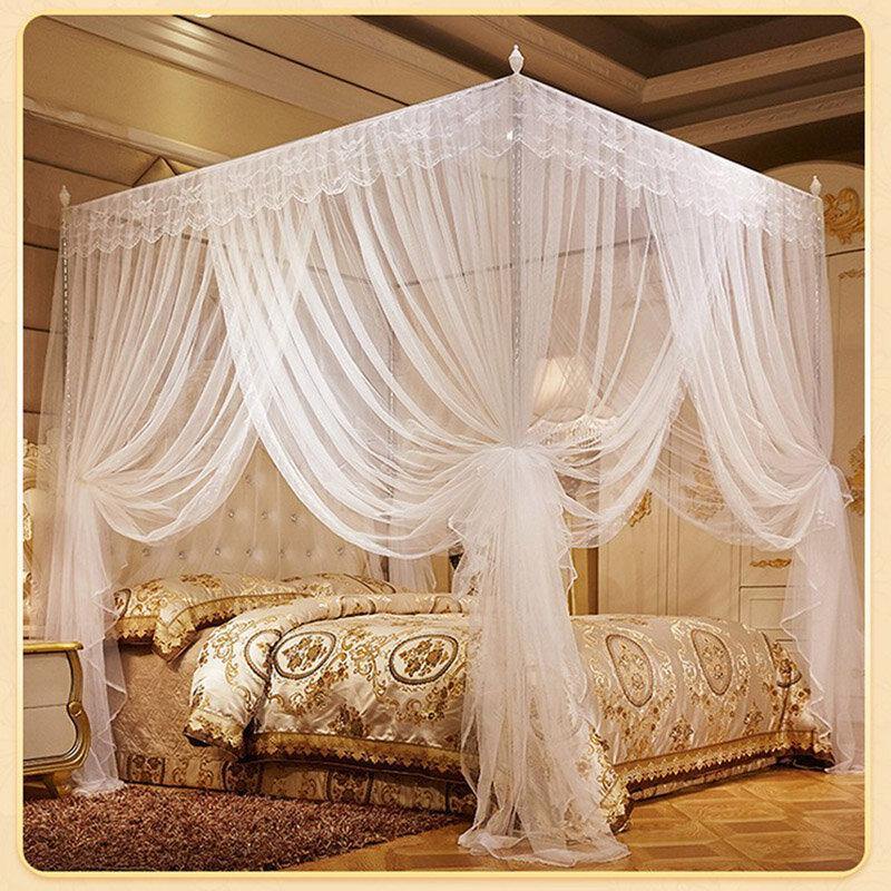 Rideau de lit de luxe de style princesse 1,8 x 2 m, panneau de literie, baldaquin, moustiquaire à quatre coins