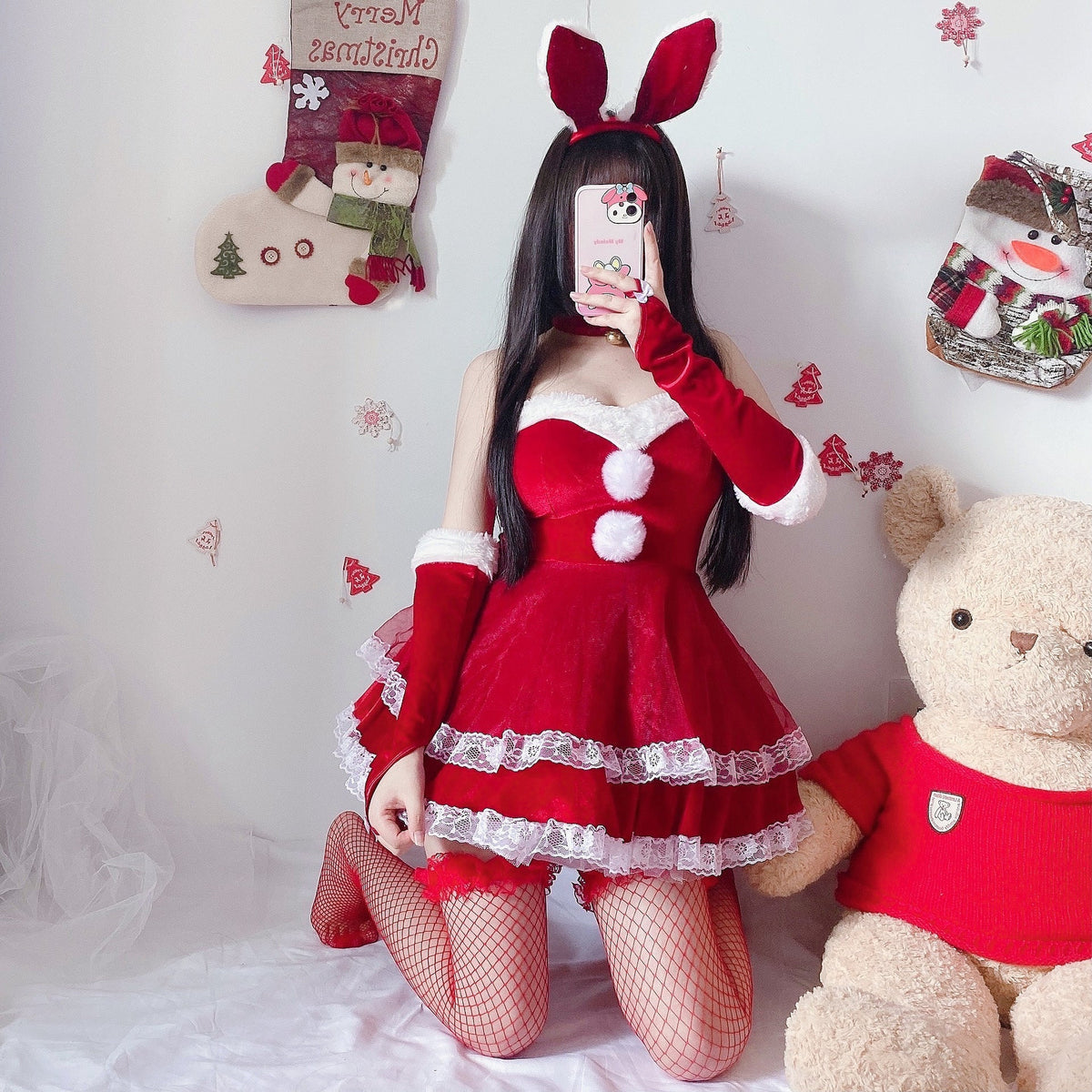 Christmas Fluffy Bunny Maid Dress