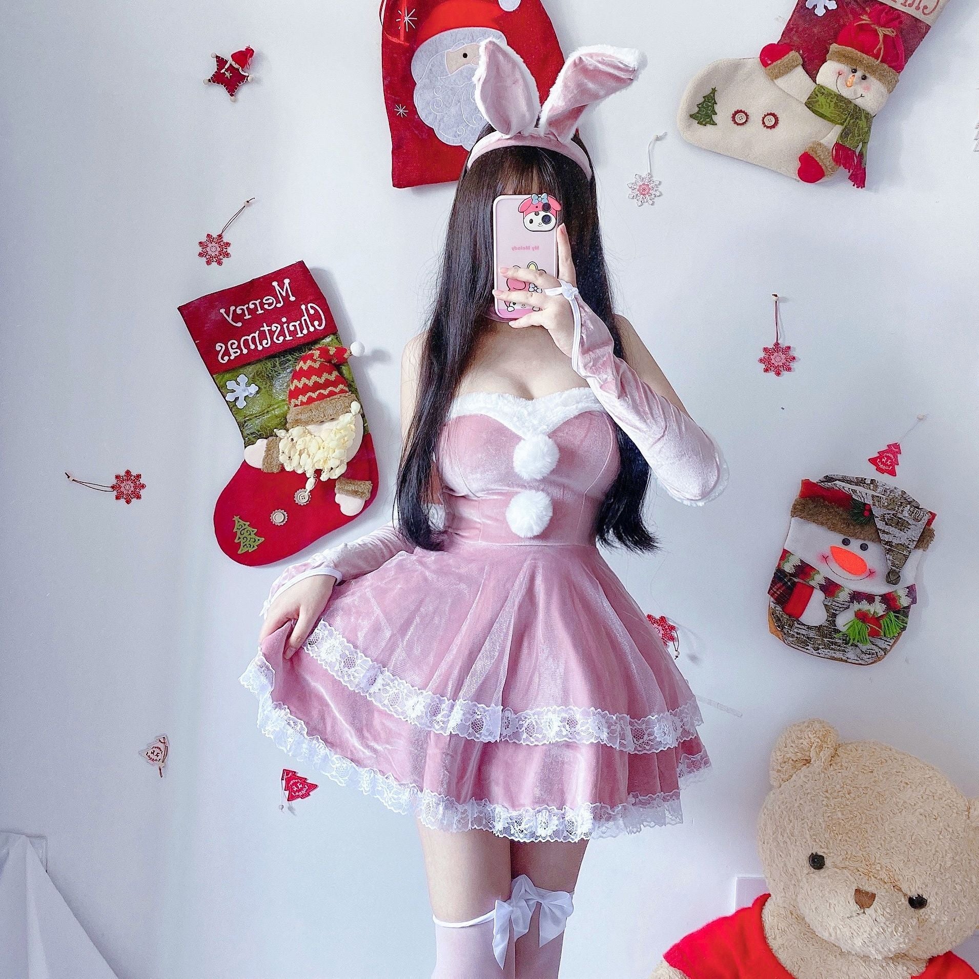 Christmas Fluffy Bunny Maid Dress